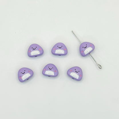 Japanese Rice Ball Metal Beads 8*10mm Enamel Painted Alloy 10pcs 12