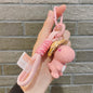Cartoon Resin Dinosaur Keychain with Straw Hat Pastel Colors 8