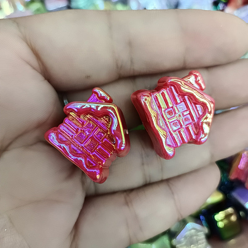 Glow In The Dark Cottage Acrylic Beads 21mm Iridescent Plated 50pcs 10