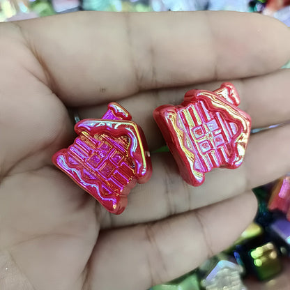 Glow In The Dark Cottage Acrylic Beads 21mm Iridescent Plated 50pcs 10