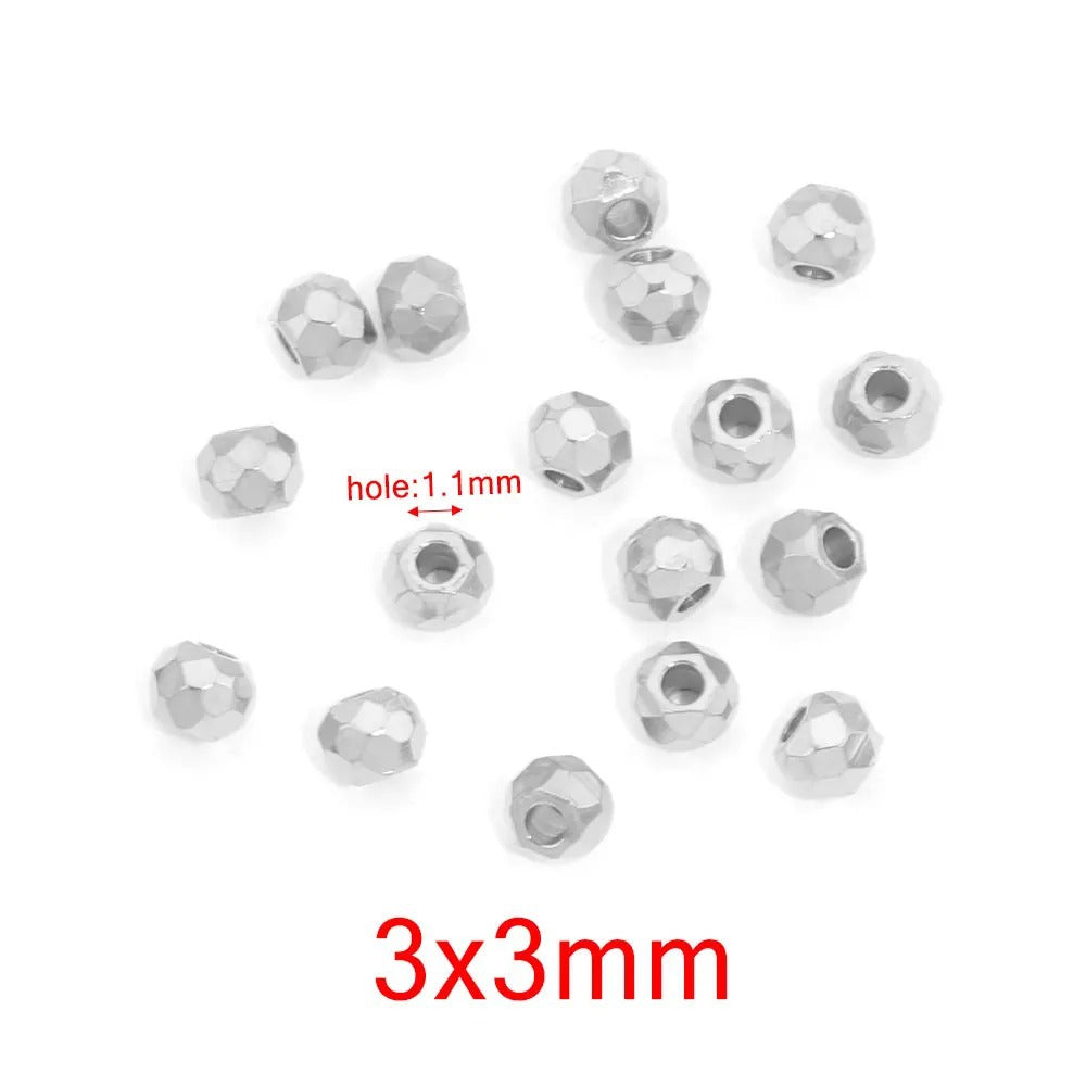 Stainless Steel Faceted Metal Beads 3-6.5mm Mixed Gold and Steel 10pcs 6