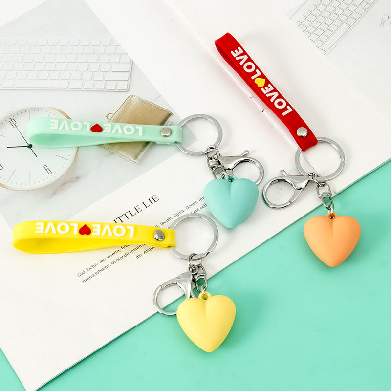 Resin Heart Keychain with Love Strap Pastel Colors 4