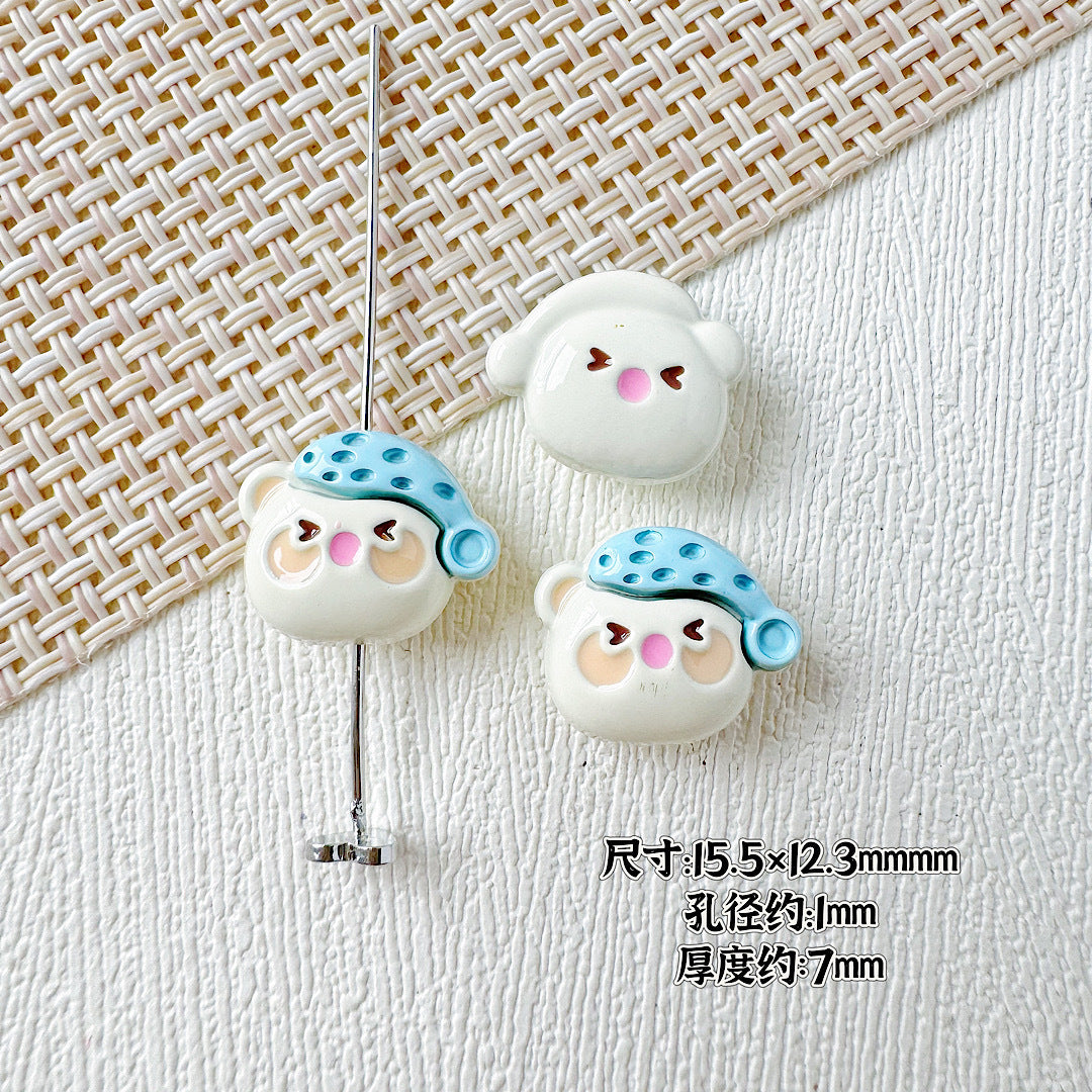 Baking Painted Teddy Bear and Flowerpot Metal Beads 15mm 10pcs 7