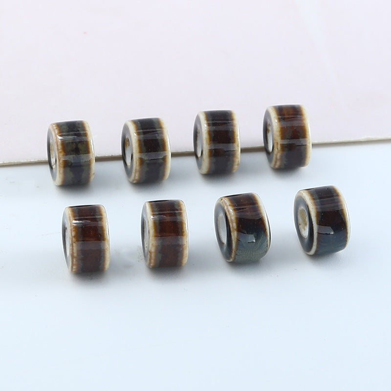 Ceramic Flat Spacer Beads 10mm Ethnic Style 50pcs 4