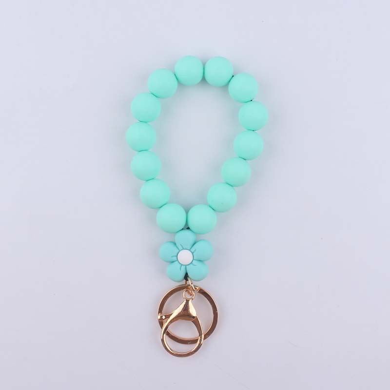 Flower Silicone Bead Wristlet Keychain Colorful Smooth Beads 10