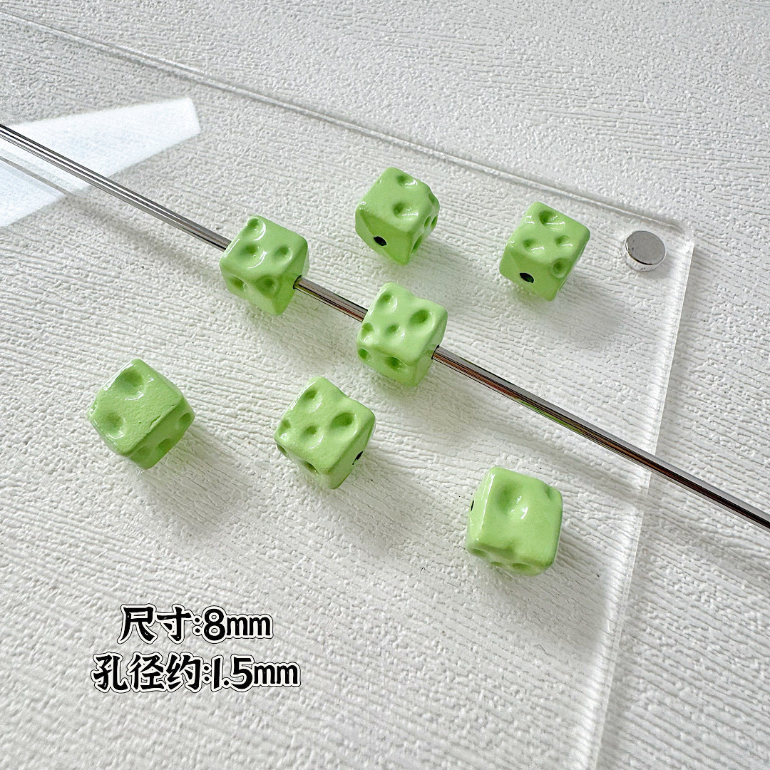 Square Metal Beads 8mm Baking Painted Cheese Cube Alloy 20pcs 7