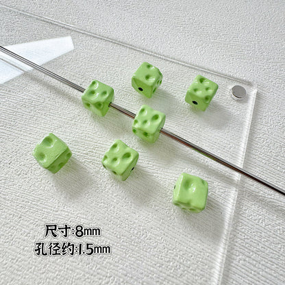 Square Metal Beads 8mm Baking Painted Cheese Cube Alloy 20pcs 7