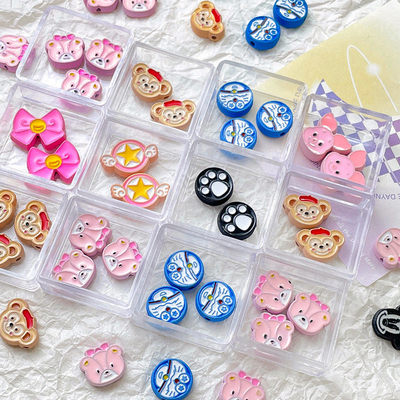 Cartoon Character Metal Beads Colorful Enamel Alloy 10pcs