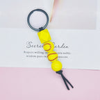 Wooden Sports Ball Beaded Keychain Colorful Handmade Design 4