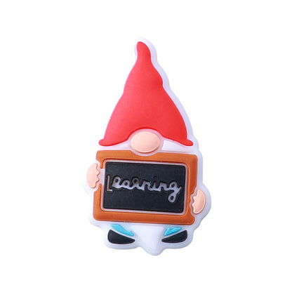 Silicone Focal Beads Writing Dwarf Holding Books Colorful Hats 20pcs 9