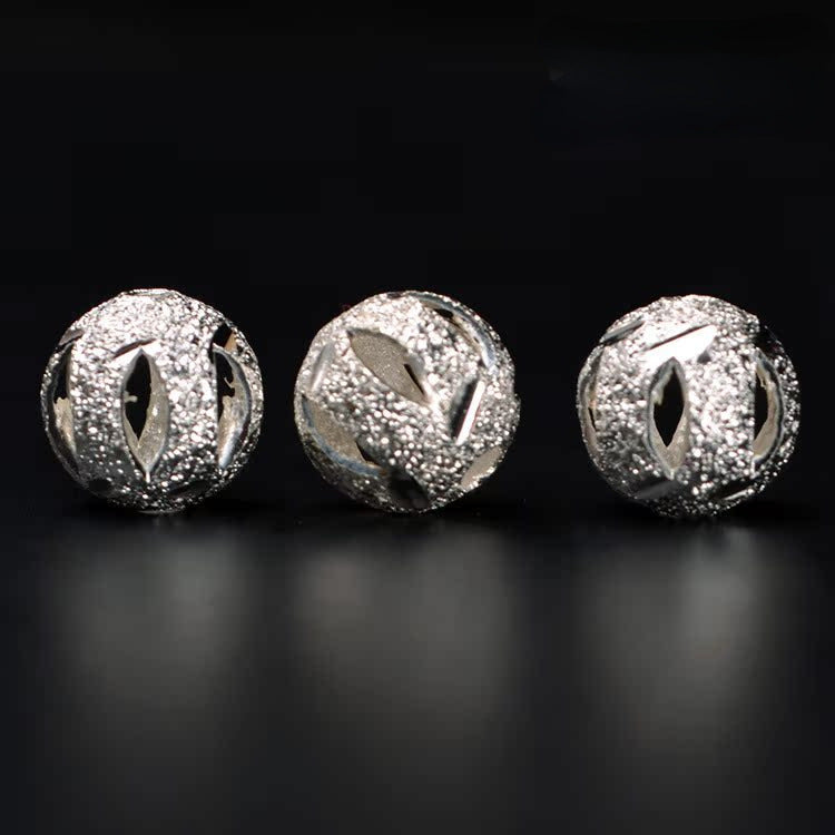 Brass Round Metal Beads 6-10mm Matte Wrinkle Hollow 40pcs 3