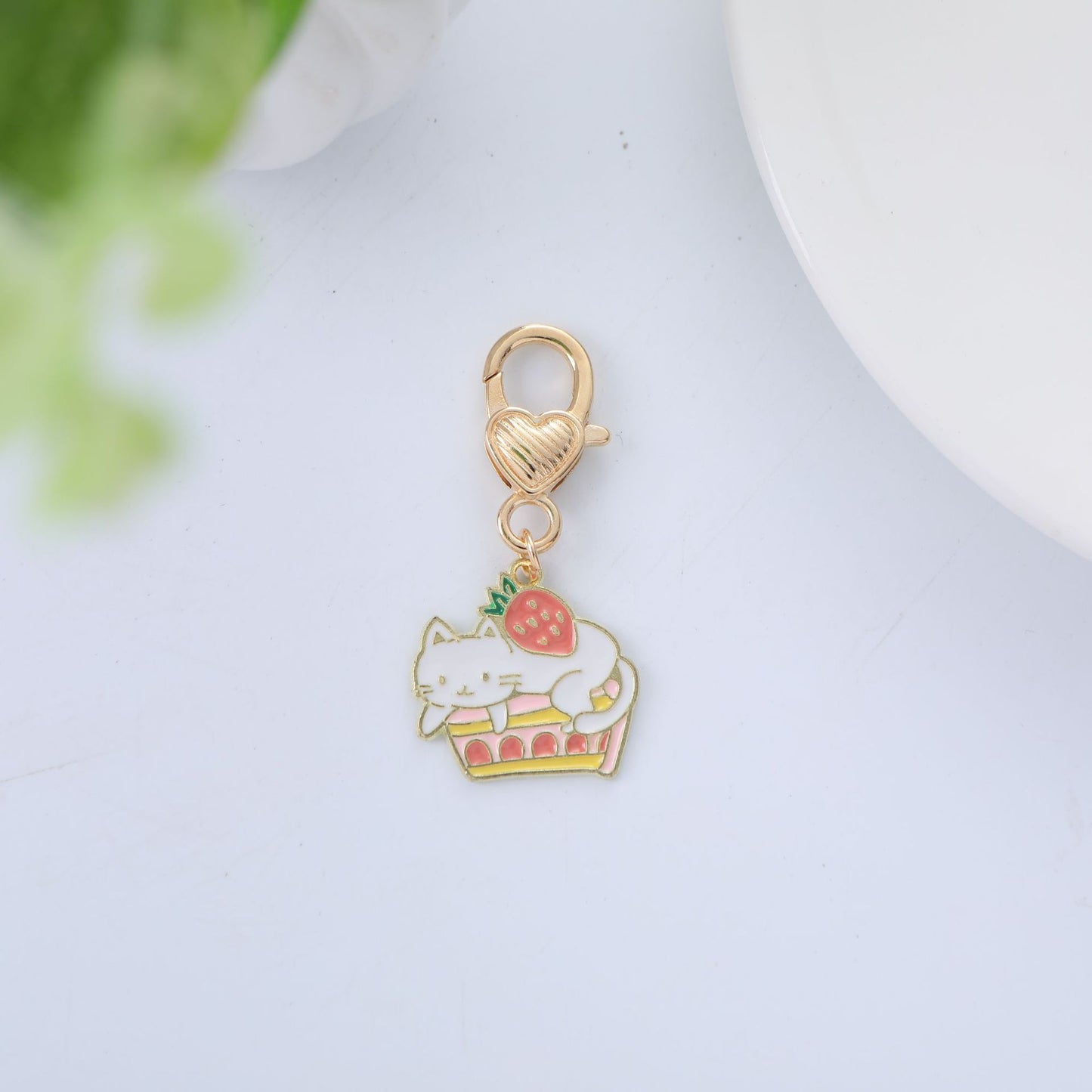 Metal Cat Keychain Enamel Colorful Gold Clasp Charm 8