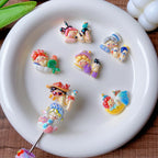 Glossy Plating Resin Beads Adorable Sleeping Girl Focal 10pcs 4