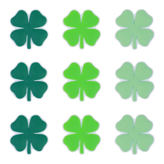 Silicone Focal Beads Four Leaf Clover Matte Green Hues 20pcs