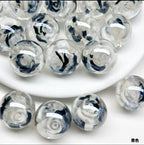 Clear Glazed Rose Resin Beads 16mm Round Decorative 10pcs 3