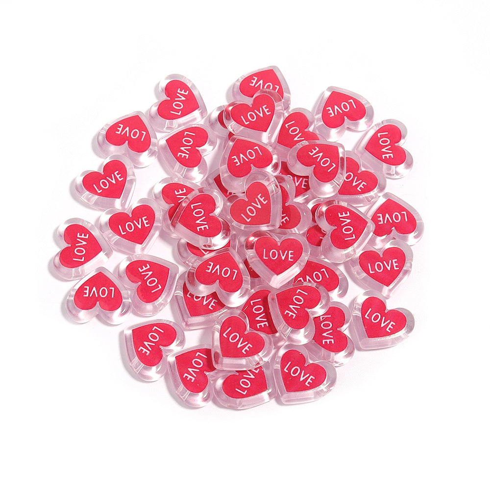 Heart Acrylic Beads 20mm White Transparent Love Horizontal Hole 20pcs 12