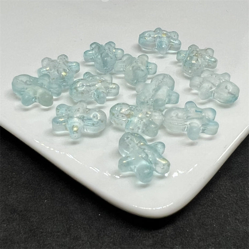 Frosted Gingerbread Man Glass Beads 14x15mm Colorful 100pcs 9
