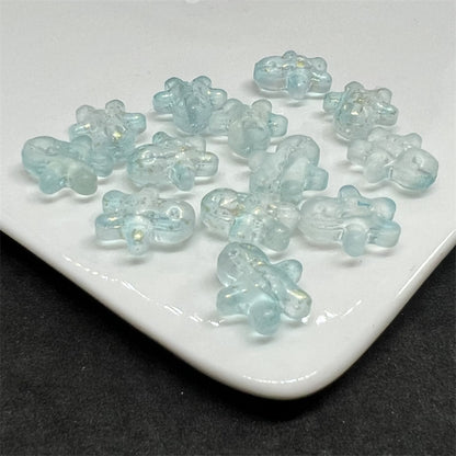 Frosted Gingerbread Man Glass Beads 14x15mm Colorful 100pcs 9