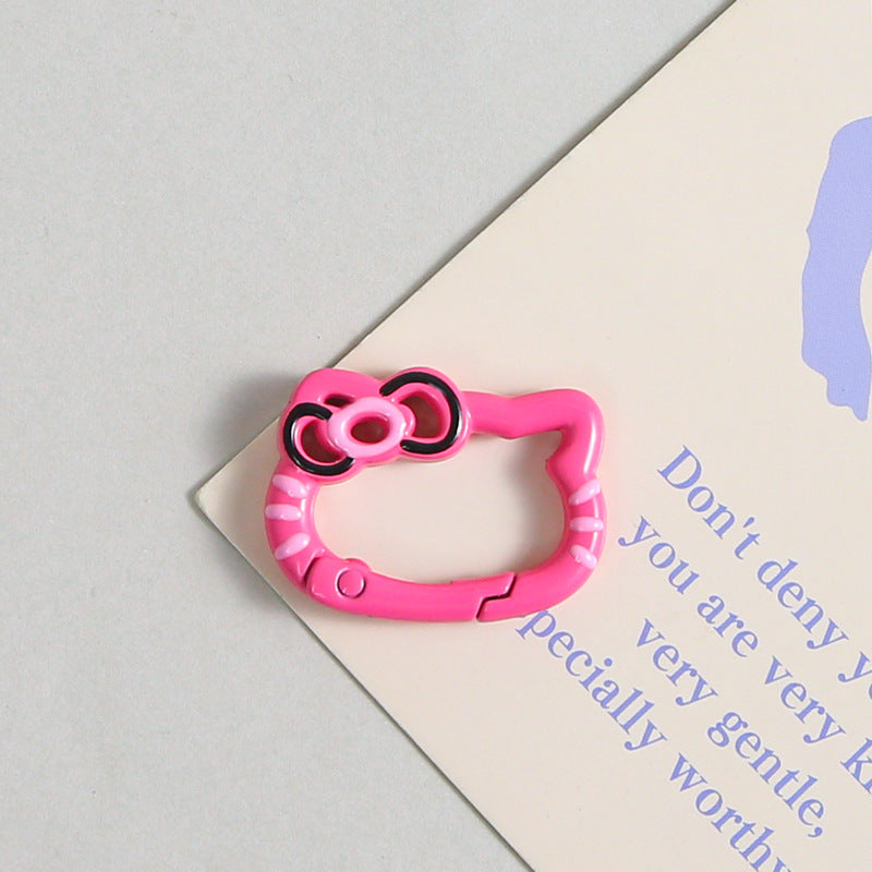 Zinc Alloy Kitty Trigger Spring Keyrings Painted Colorful 6pcs 9