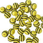 Striped Bubblegum Beads 20mm Chunky Bee Design Yellow Black 10pcs 4