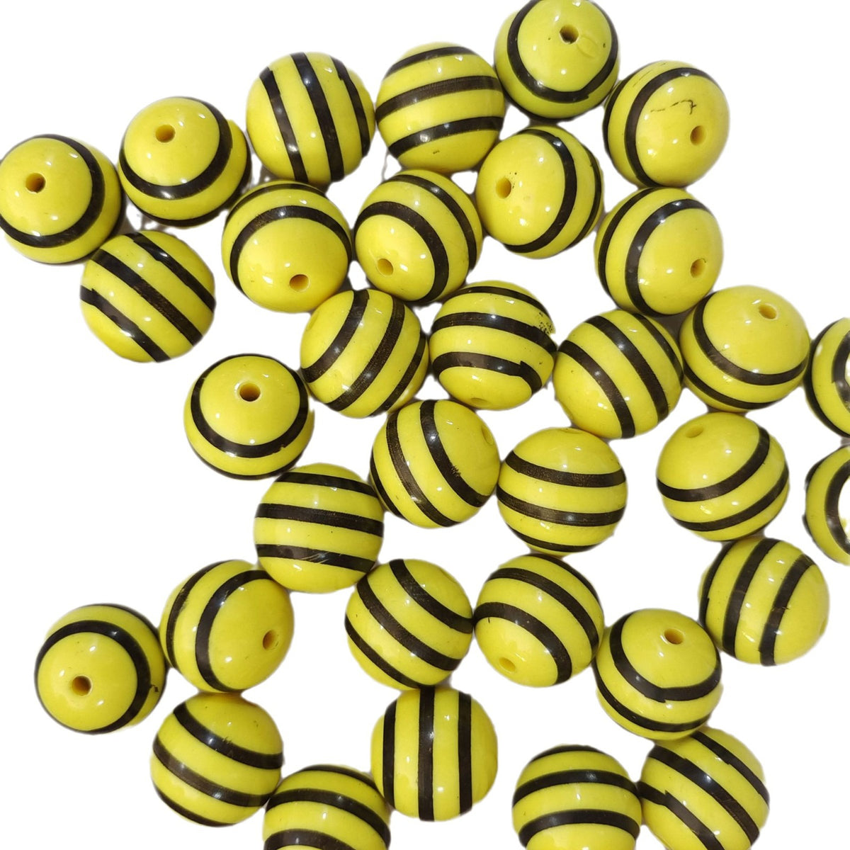 Striped Bubblegum Beads 20mm Chunky Bee Design Yellow Black 10pcs 4