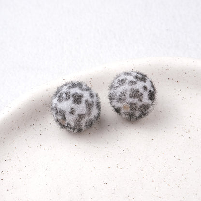Flocking Leopard Acrylic Round Beads 15mm Colorful Mixed 20pcs 9