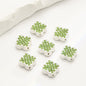 Four-Leaf Clover Rhinestone Beads 16mm Alloy Pave 10pcs 4