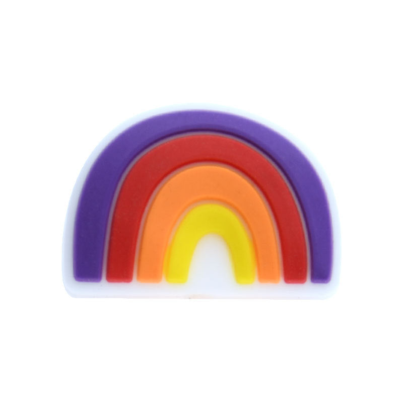 Silicone Focal Beads Rainbow Colorful Layered Text 20pcs 8
