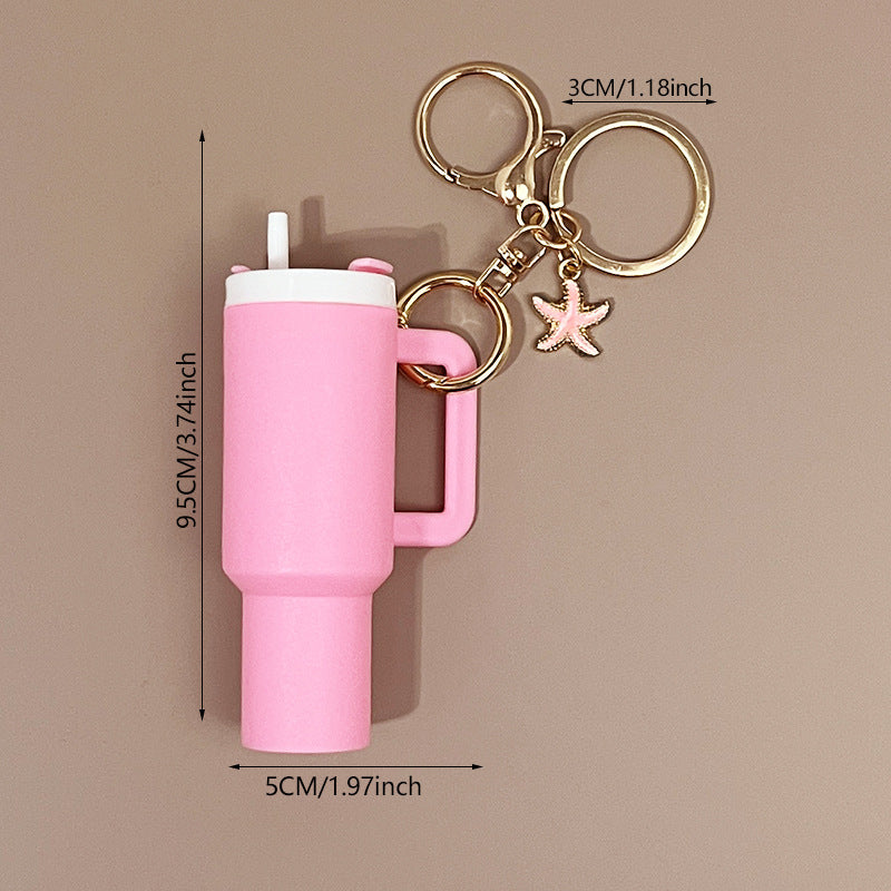 Mini Tumbler Keychain with Starfish Charm Plastic Beach Theme 2pcs 4