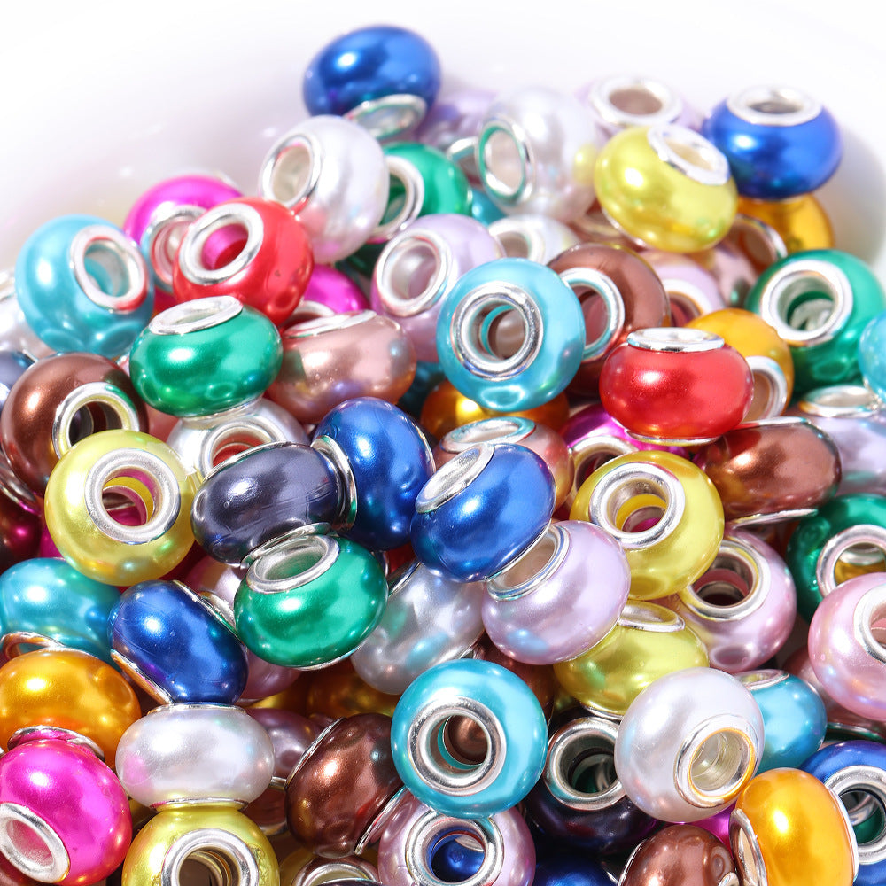 ABS Plastic Donut Spacer Beads 9*14mm Imitation Pearl 100pcs