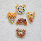 Plating Irregular Bear Bread Resin Beads Glossy Colorful 10pcs