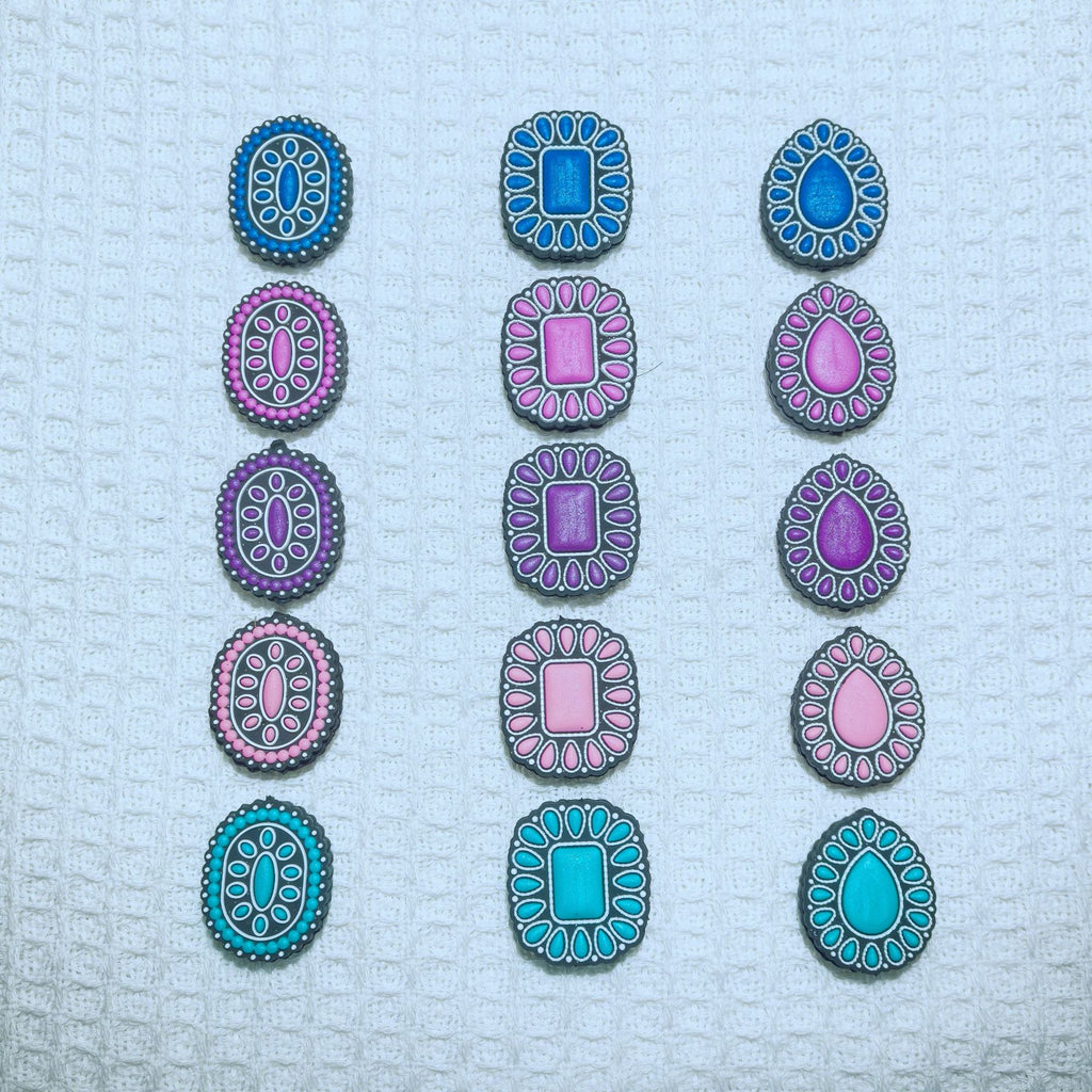 Silicone Focal Beads Multi Color Gemstone Elliptical Gemstone Blue 20pcs 5