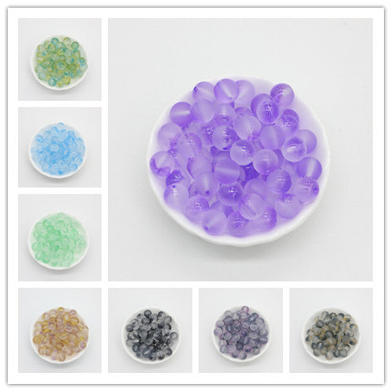 Frosted Transparent Round Glass Beads 10mm Soft Matte Finish 50pcs 3