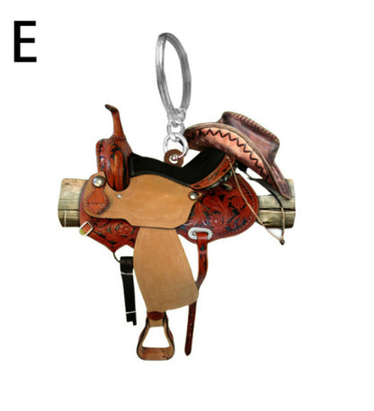 Acrylic Saddle Keychain Vintage Western Cowboy Style 21