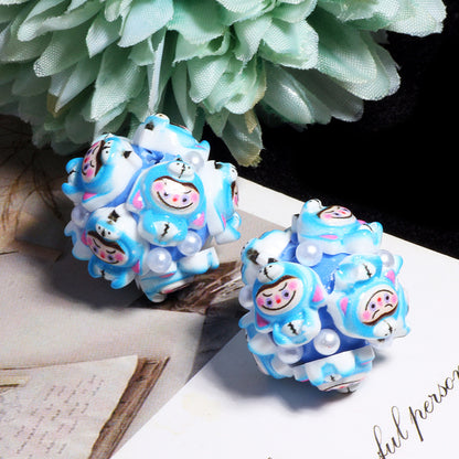 Embellished Bubblegum Beads 20mm Labub Polymer Clay Detailed 5pcs 13