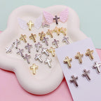 Cross CCB Plastic Acrylic Beads 15mm Metallic Gold Silver 100pcs 3