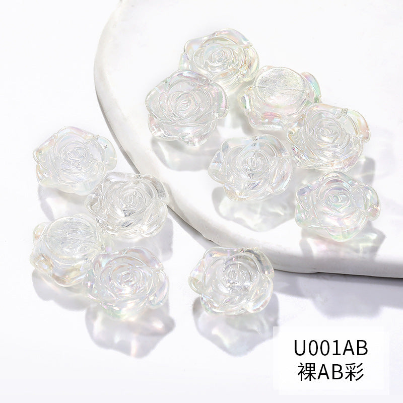 Pearl Imitation Camellia Acrylic Beads 10-18mm ABS Plastic 50pcs 17