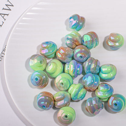 Plating Twisted Acrylic Beads 17mm Two-Color Glossy Pastel 20pcs 9