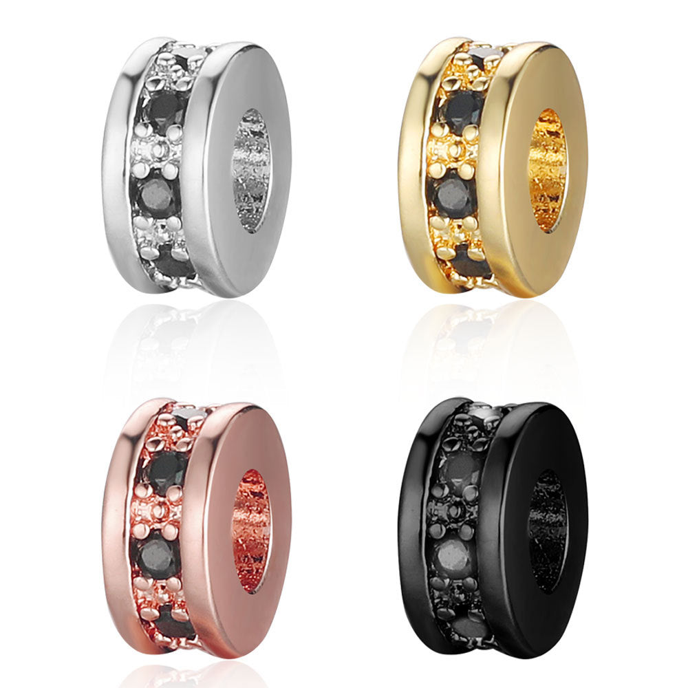 Copper Round Spacer Beads 7mm 18k Gold Plated Zircon 10pcs 4