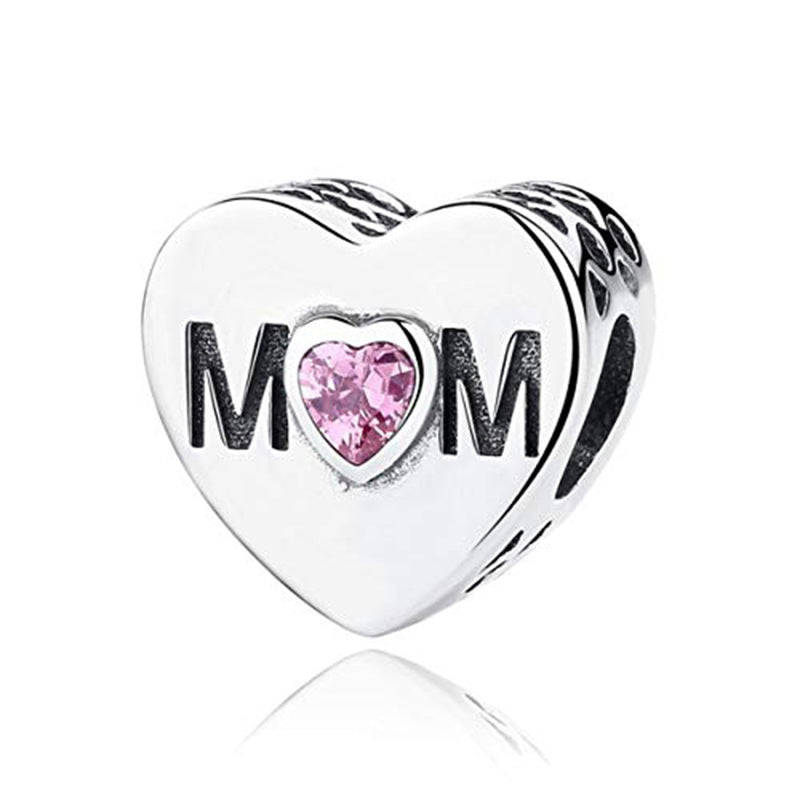 Heart Metal Beads Polished Silver Tone Large Hole 1pc 6