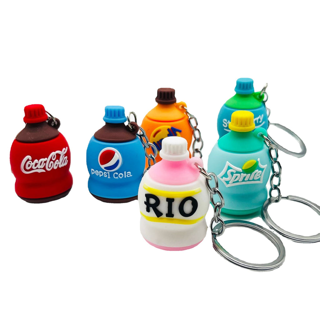 PVC Drip Drink Bottle Keychain Colorful Soft Material Charm