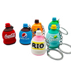 PVC Drip Drink Bottle Keychain Colorful Soft Material Charm
