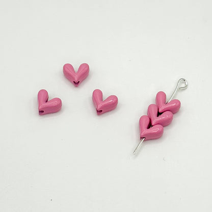 Painted V-Shaped Heart Acrylic Beads 6.7x8mm Glossy Mixed Colors 10pcs 8
