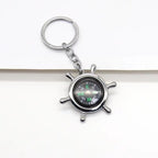 Nautical Alloy Compass Keychain with Ship Wheel Design 4