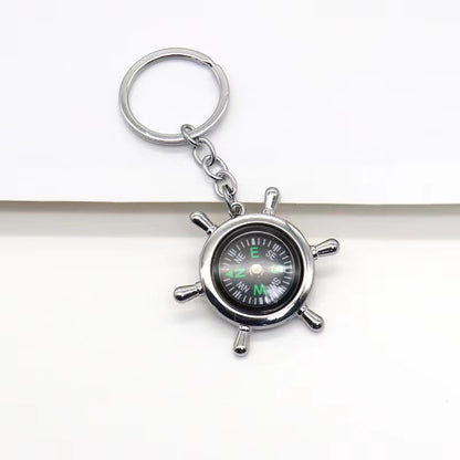 Nautical Alloy Compass Keychain with Ship Wheel Design 4