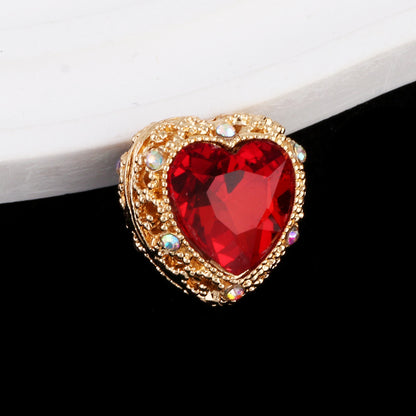 Double-Sided Heart Rhinestone Beads 22mm Alloy Encrusted 10pcs 27