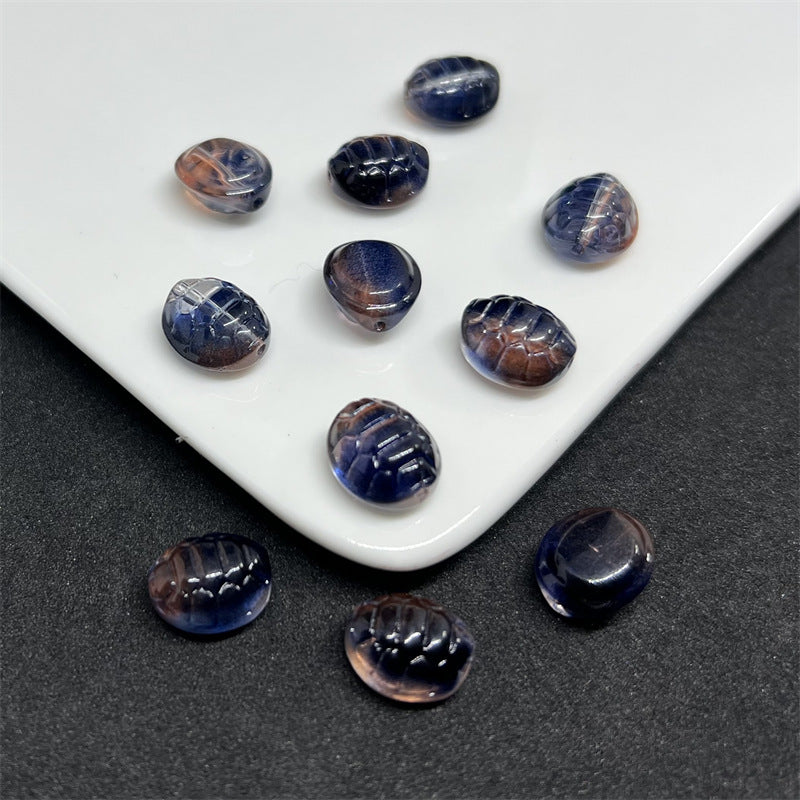 Small Turtle Glass Beads 10x12mm Transparent Assorted Colors 100pcs 13