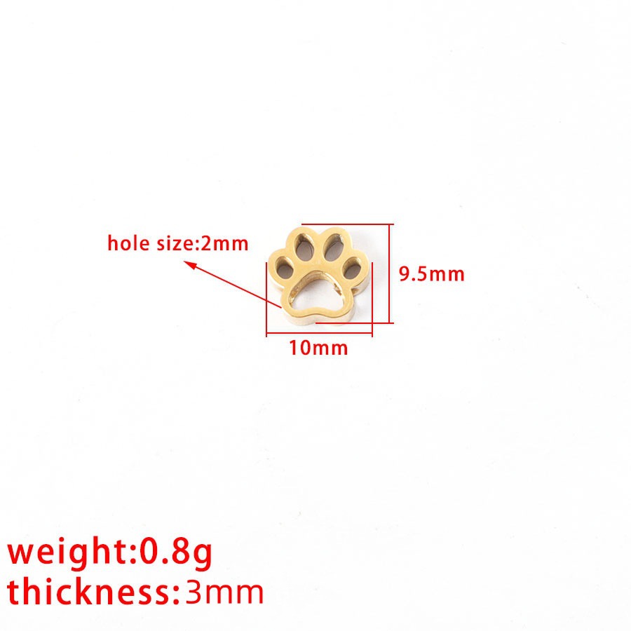 Stainless Steel Hollow Puppy Paw Metal Beads 10mm Color Retaining 10pcs 4