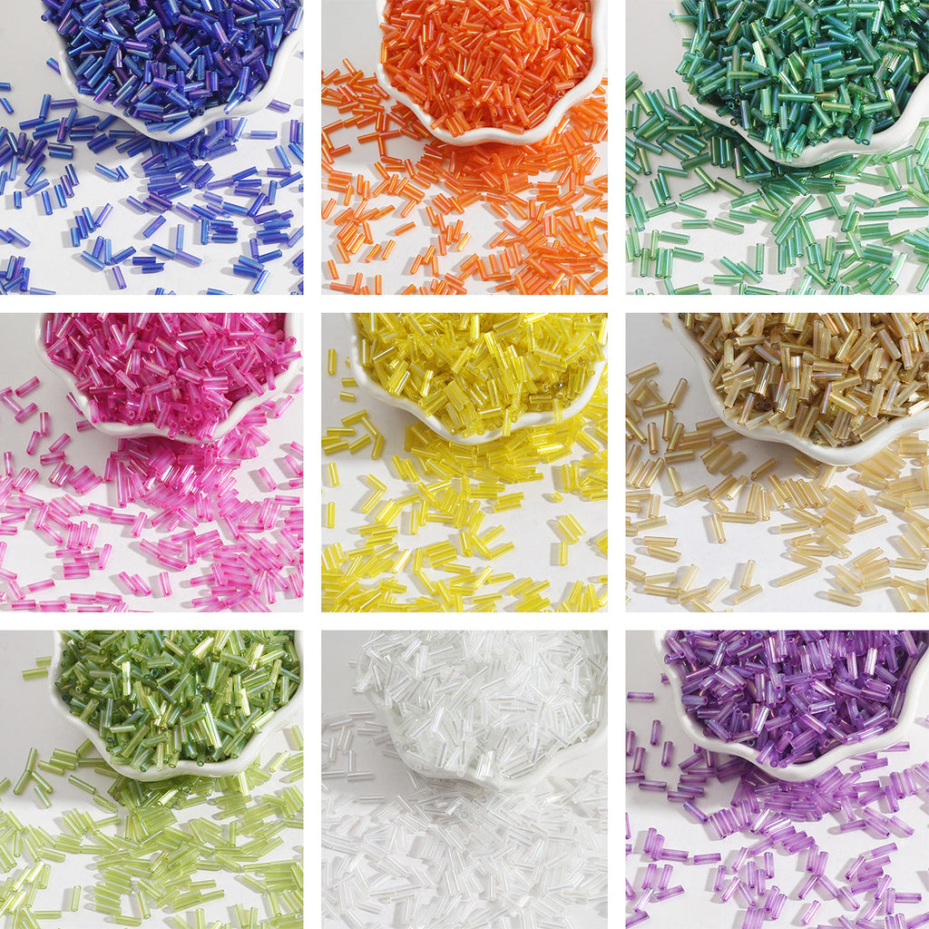 Plating Bugle Glass Beads 7mm Vibrant Polished Colors 1800pcs
