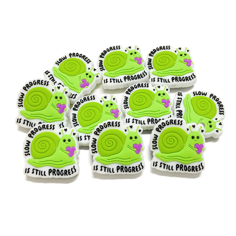 Silicone Focal Beads Snail Holding Purple Heart 20pcs 4